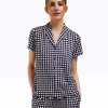 Scallop Sara Pajama Set in Navy Gingham