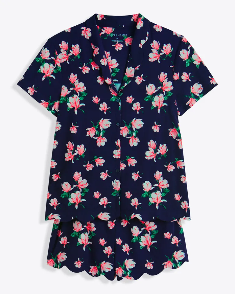 Scallop Sara Pajama Set in Magnolia Buds