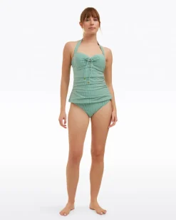 Seersucker Halter Bandeau Tankini
