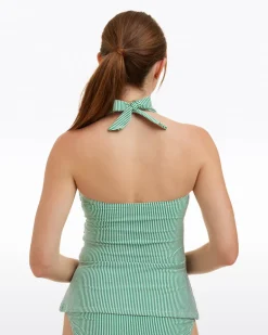 Seersucker Halter Bandeau Tankini
