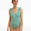 Seersucker Ruffle Tank One Piece