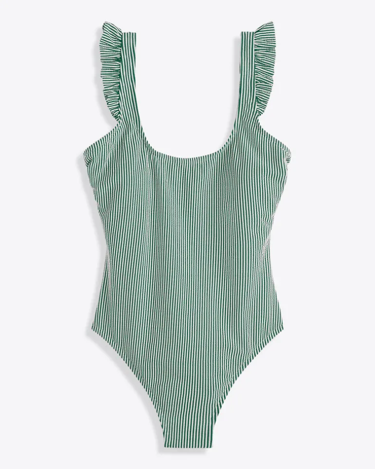 Seersucker Ruffle Tank One Piece