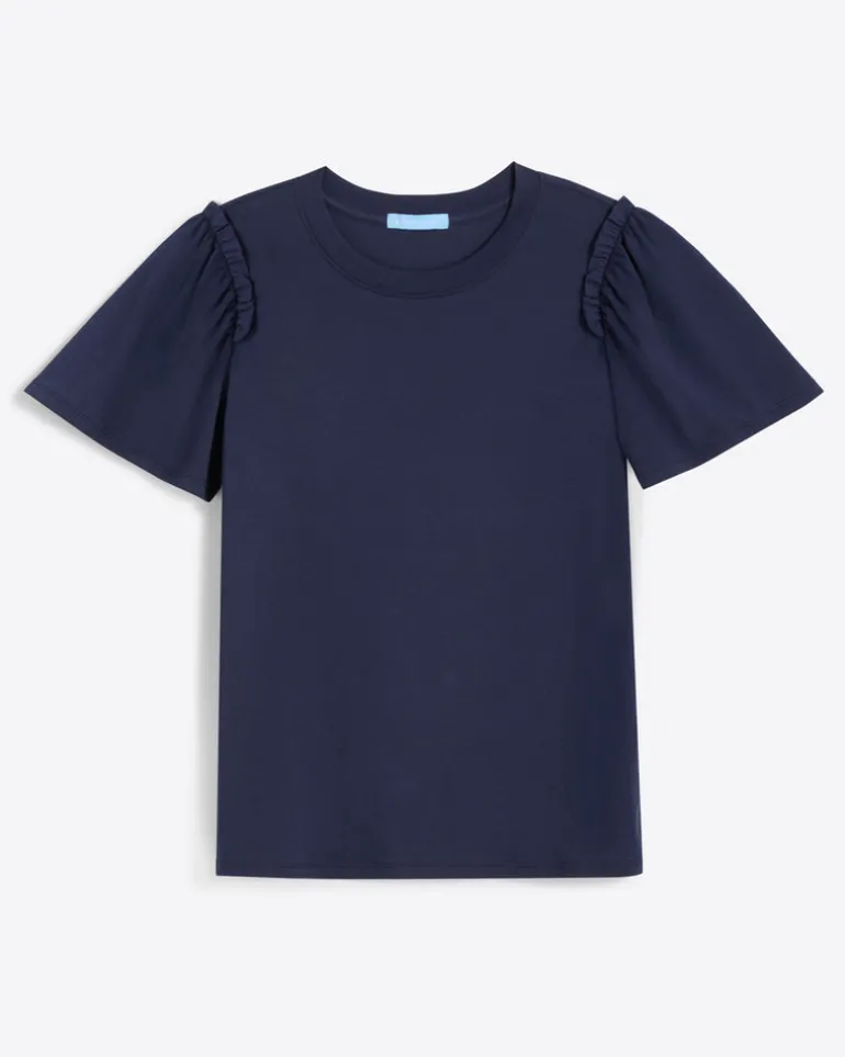 Short Sleeve Easy Knit Top in Navy