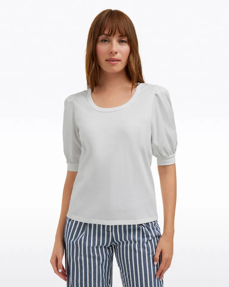Short Sleeve Mixed Media Top