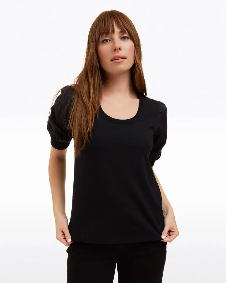 Short Sleeve Mixed Media Top