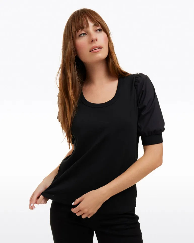 Short Sleeve Mixed Media Top