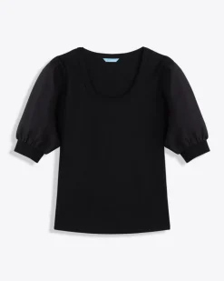 Short Sleeve Mixed Media Top