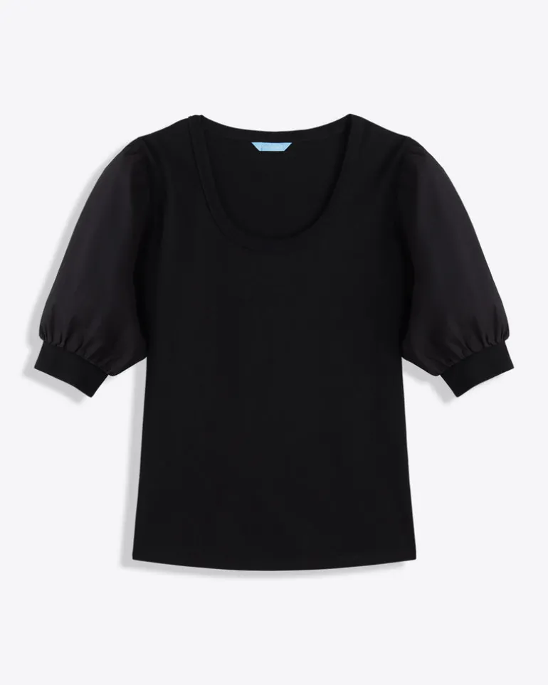 Short Sleeve Mixed Media Top