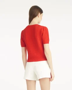 Short Sleeve Pointelle Sweater