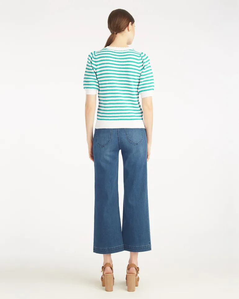 Short Sleeve Pointelle Sweater
