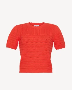 Short Sleeve Pointelle Sweater