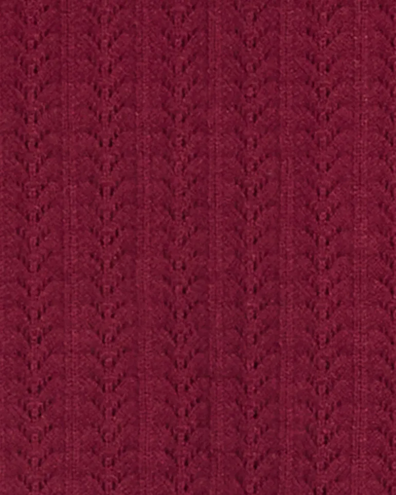 Short Sleeve Sweater in Red Pointelle