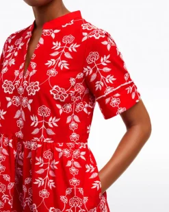 Simone Embroidered Mini Dress in Red Floral Embroidery