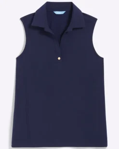 Sleeveless Sport Polo in Navy
