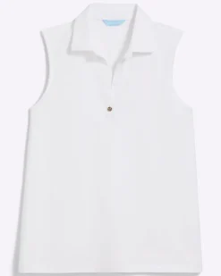 Sleeveless Sport Polo in White