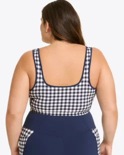 Sports Bra in Navy Gingham