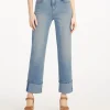 Straight Leg Cuffed Denim