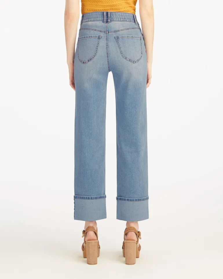 Straight Leg Cuffed Denim