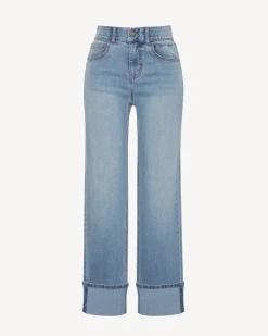 Straight Leg Cuffed Denim