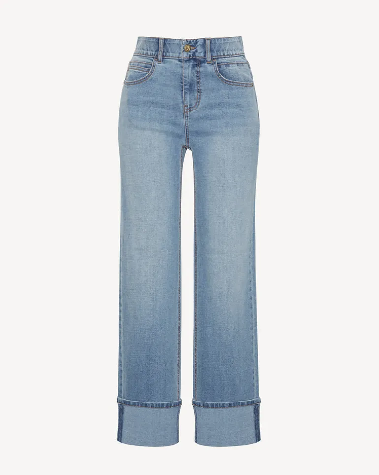 Straight Leg Cuffed Denim