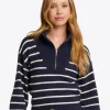 Striped Quarter Zip Sweater in Mariner Stripe