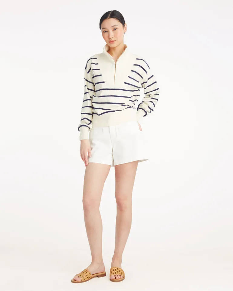 Striped Quarter Zip Sweater in Mariner Stripe