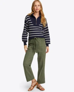 Striped Quarter Zip Sweater in Mariner Stripe