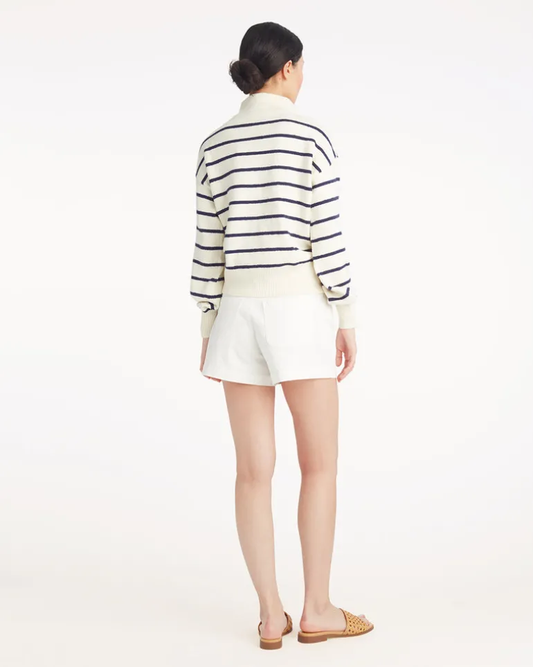 Striped Quarter Zip Sweater in Mariner Stripe