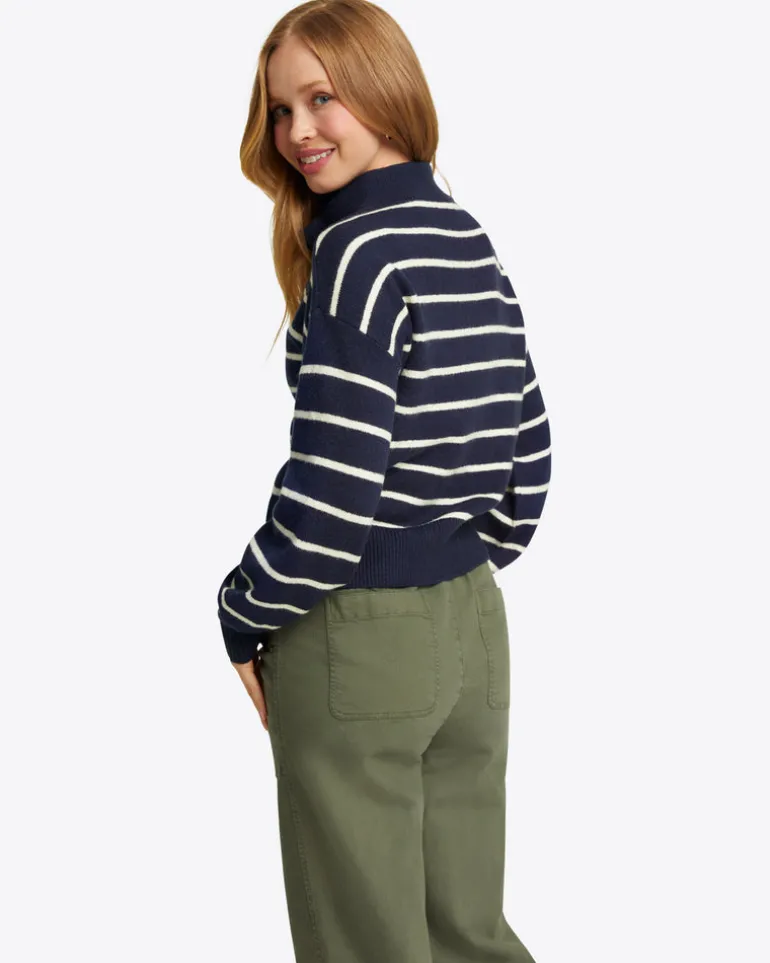 Striped Quarter Zip Sweater in Mariner Stripe