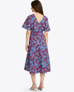 Vivienne Love Circle Midi Dress in Stretch Poplin
