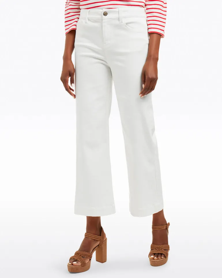 Wide Leg Jeans in White Denim