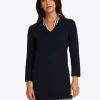 Wool and Cotton Combo Sweaterdress in Navy