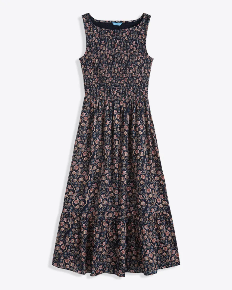 Wren Sleeveless Smocked Midi Dress in Twilight Vines